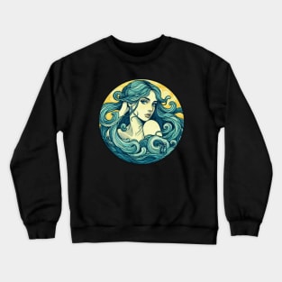 ZODIAC Aquarius - Astrological AQUARIUS - AQUARIUS - ZODIAC sign - Van Gogh style - 16 Crewneck Sweatshirt